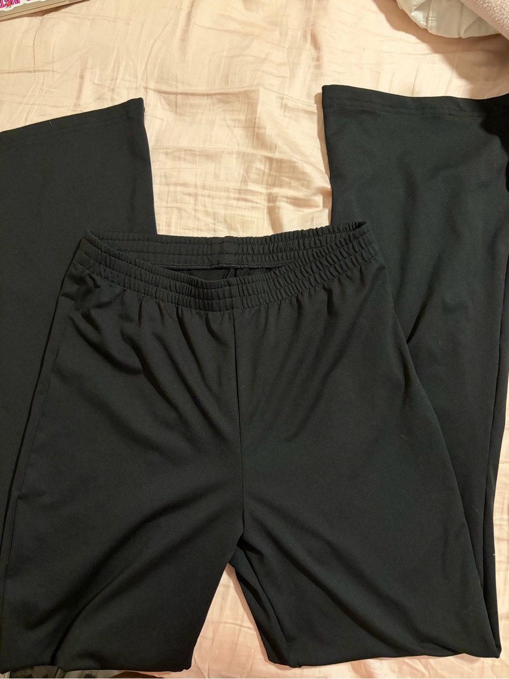 Varsity Black Elastic-Waist Straight Leg Pants